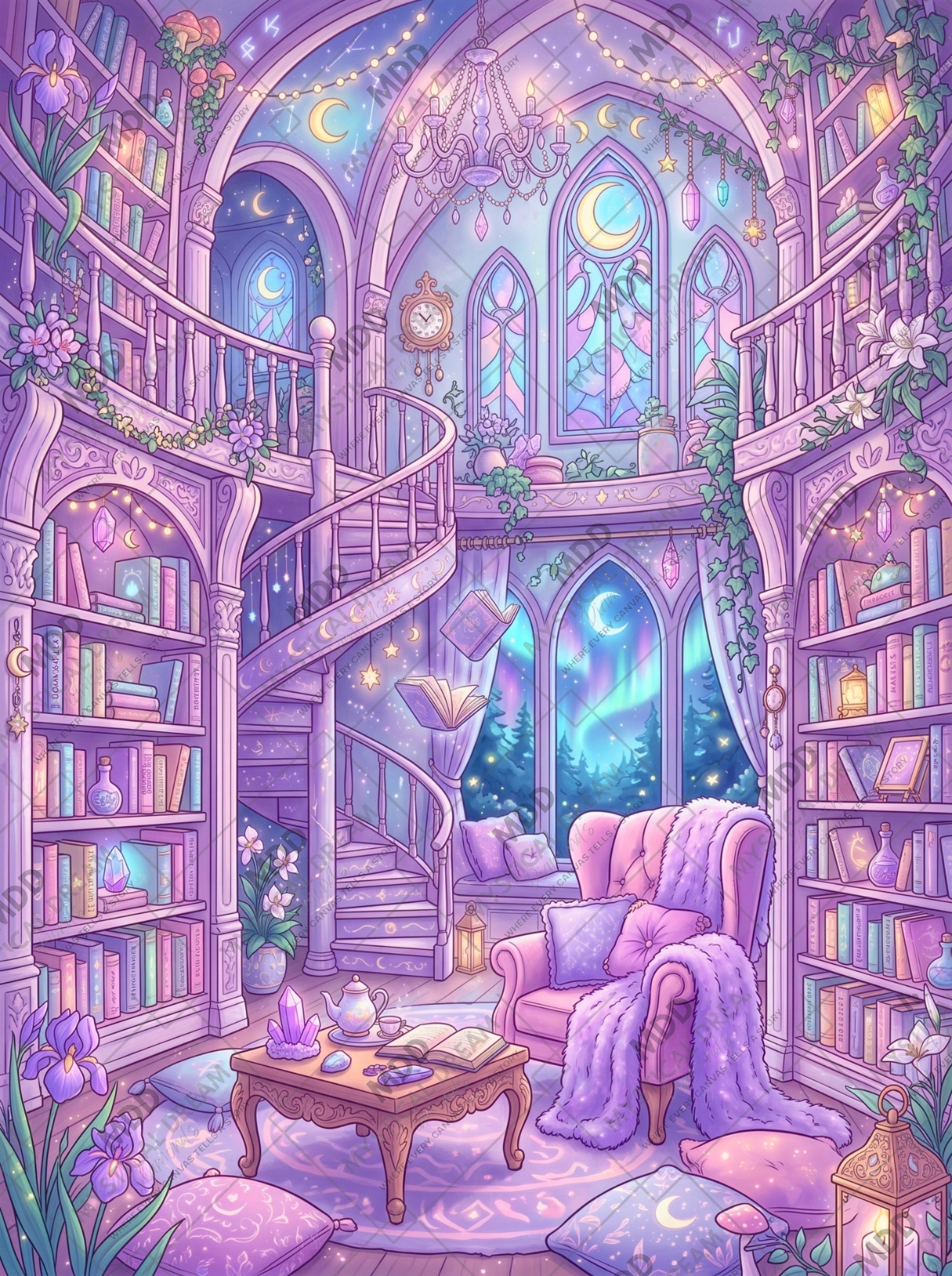 The Enchanted Athenaeum by Dreamy Witch (Hand Rendered)