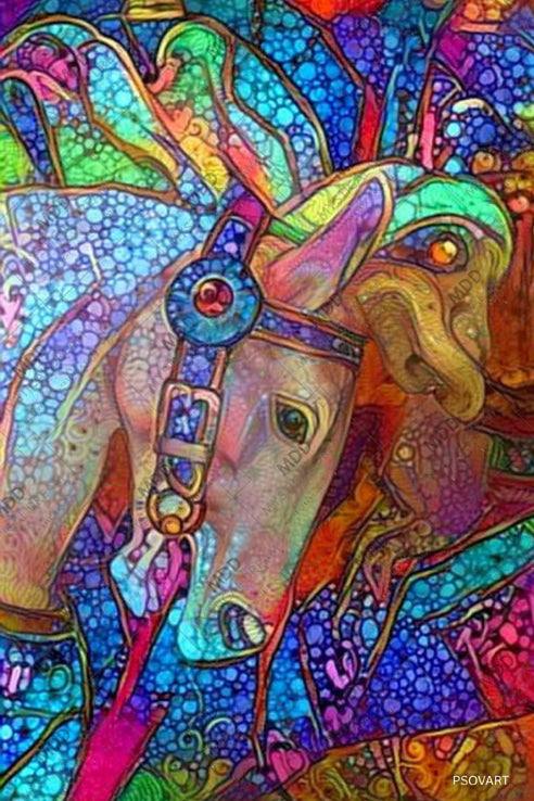 Abstract Colorful Carousel Horse by Patty Vicknair
