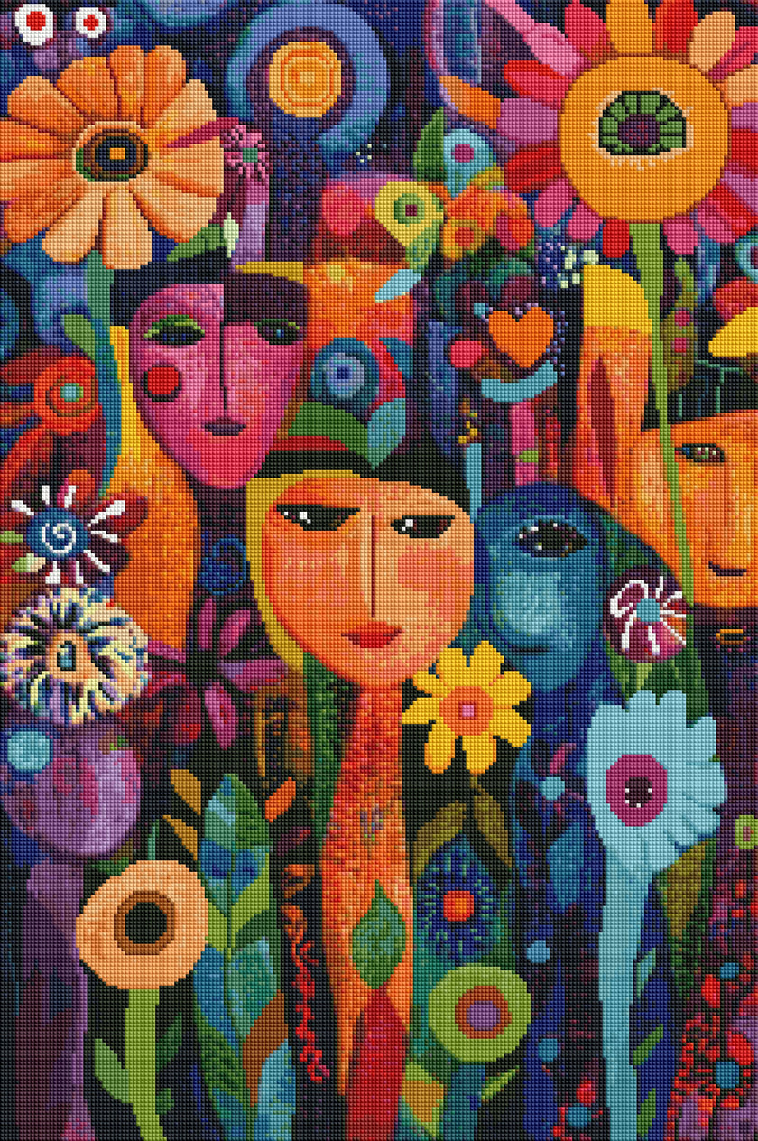 Abstract Mexican Style Faces 2 Ryan James (Hand Rendered)