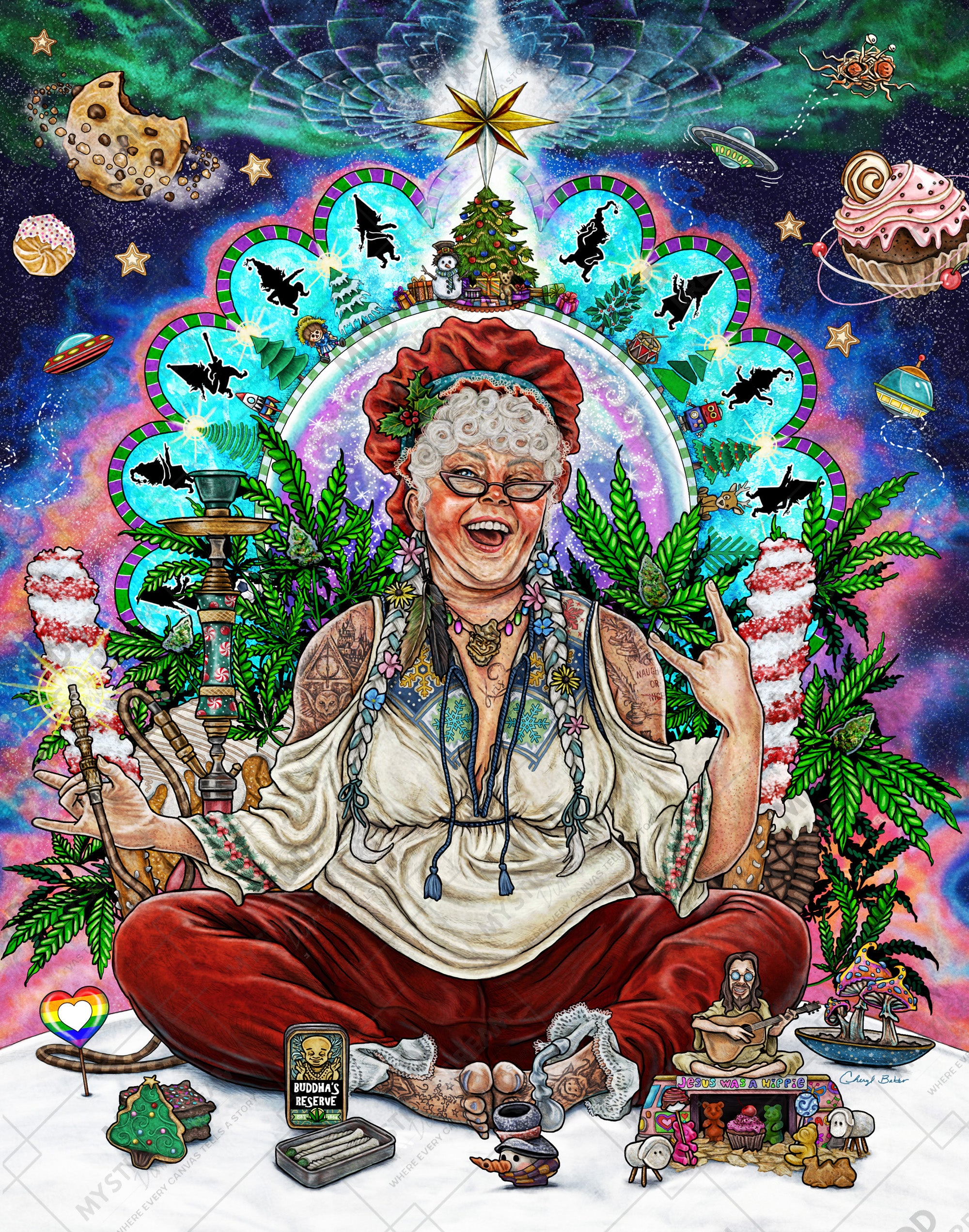Bohemian Mrs. Claus by Cheryl Baker (Hand-Rendered)