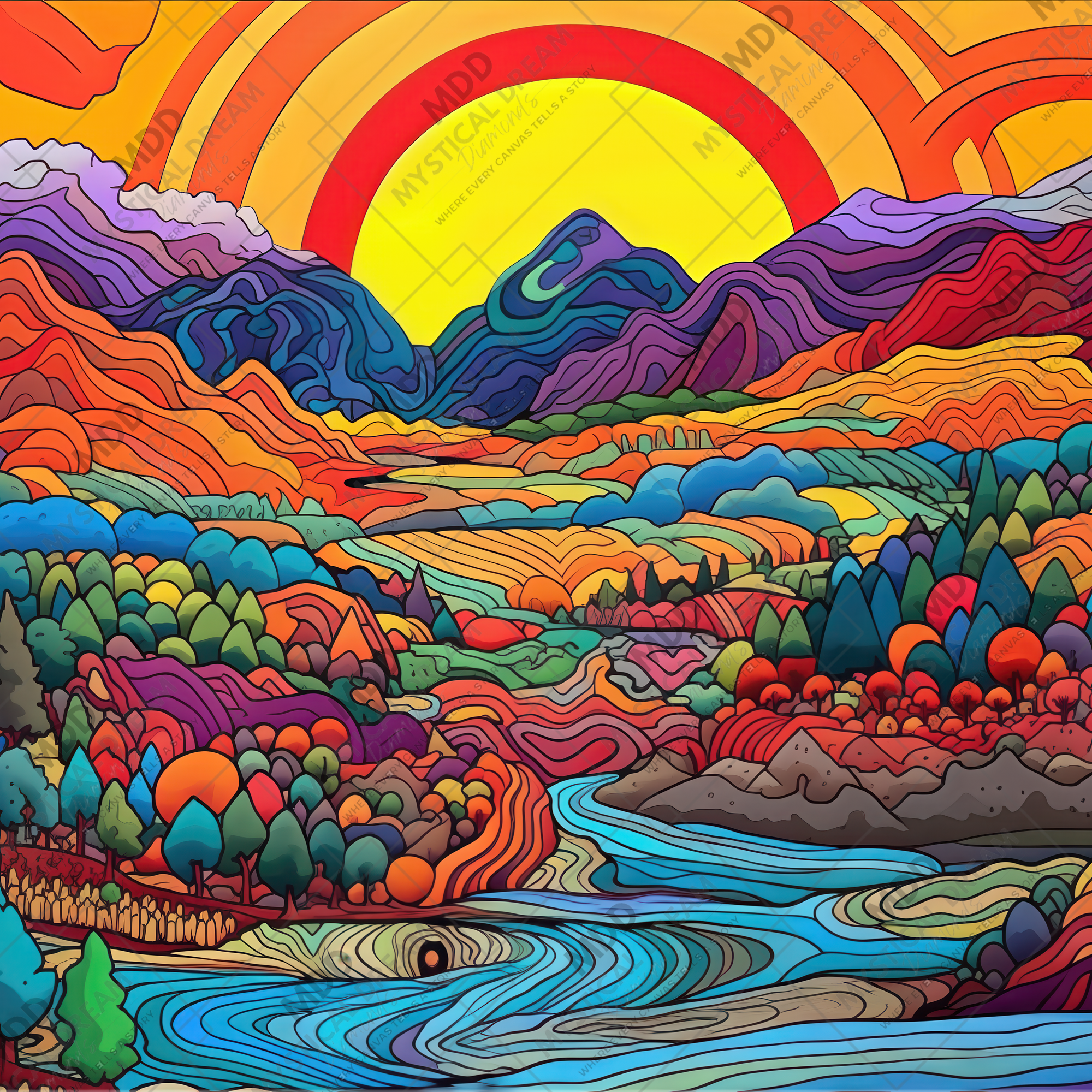 Colorful Fantasy Landscape by Roy Myers (Hand Rendered)