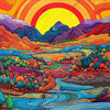 Colorful Fantasy Landscape by Roy Myers (Hand Rendered)