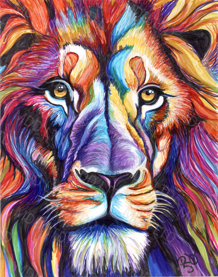 Colourful Lion by Patty Vicknair (Hand Rendered)