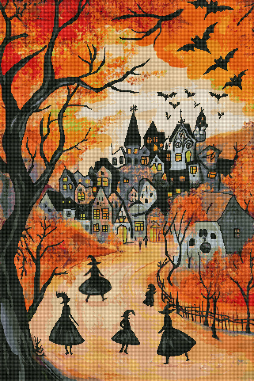 Halloween Witch Town by Ryan James (Hand Rendered)