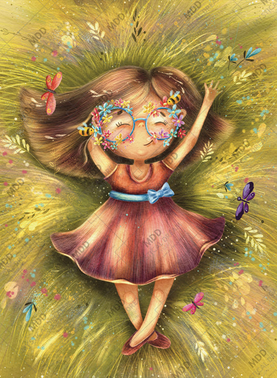 Little Girl Big World The-Grass is Greenest Right Here by Karina Kornuta-Pigzone diamond painting kit