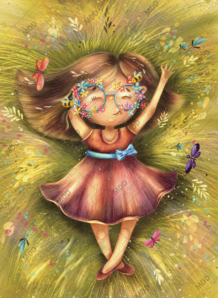 Little Girl Big World The-Grass is Greenest Right Here by Karina Kornuta-Pigzone diamond painting kit