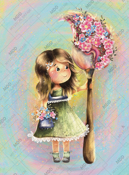 Little Girl Big World Time to Paint by Karina Kornuta-Pigozne