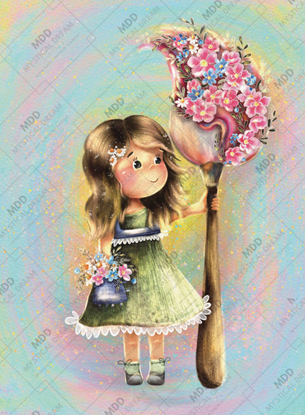 Little Girl Big World Time to Paint by Karina Kornuta-Pigozne