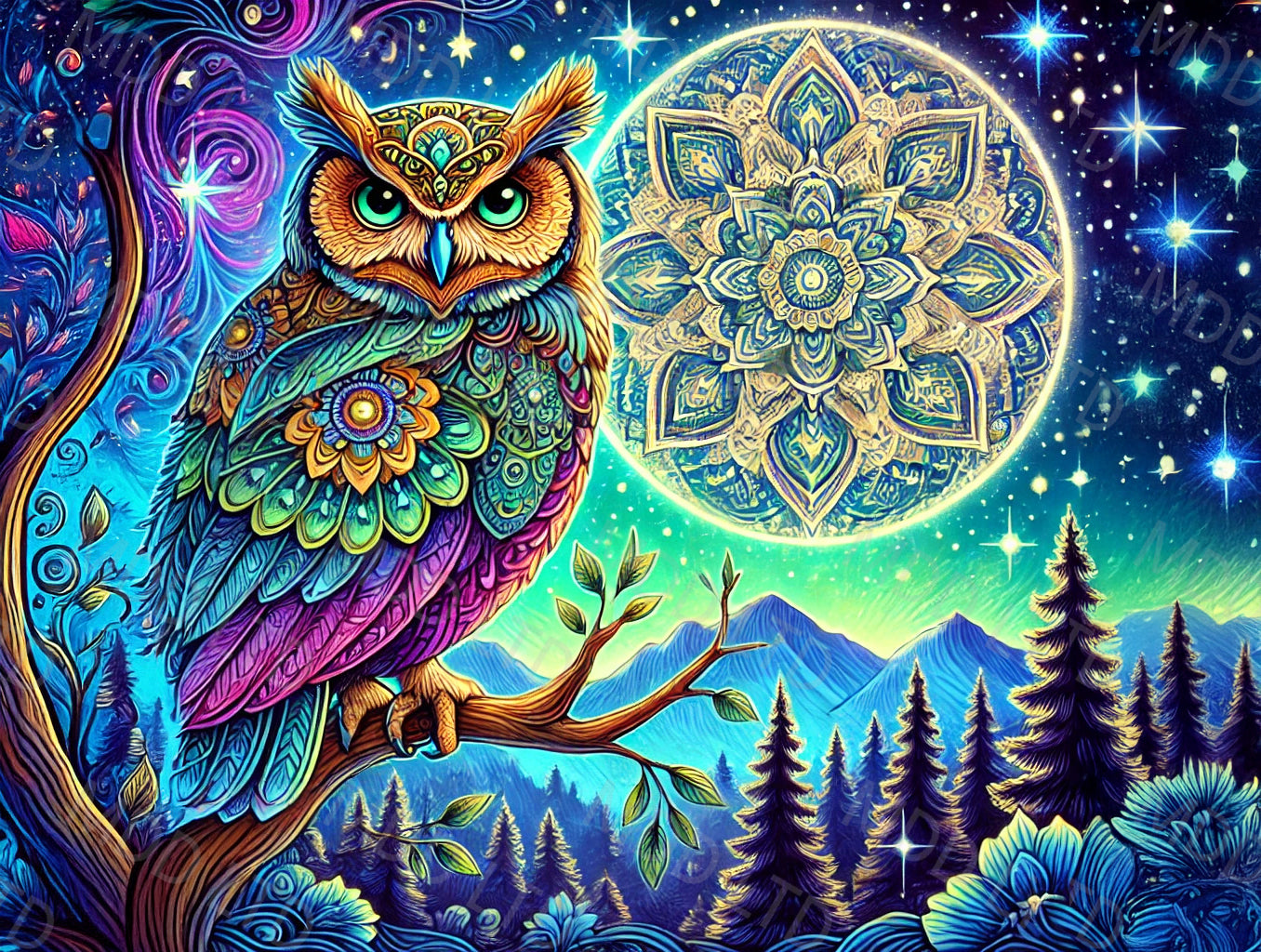 Mandala Moon by Kimberly McGuiness (Hand Rendered)