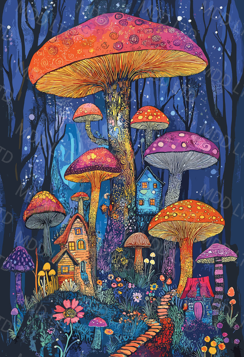 Mushroom Forest by Kimberly McGuiness (Hand Rendered)