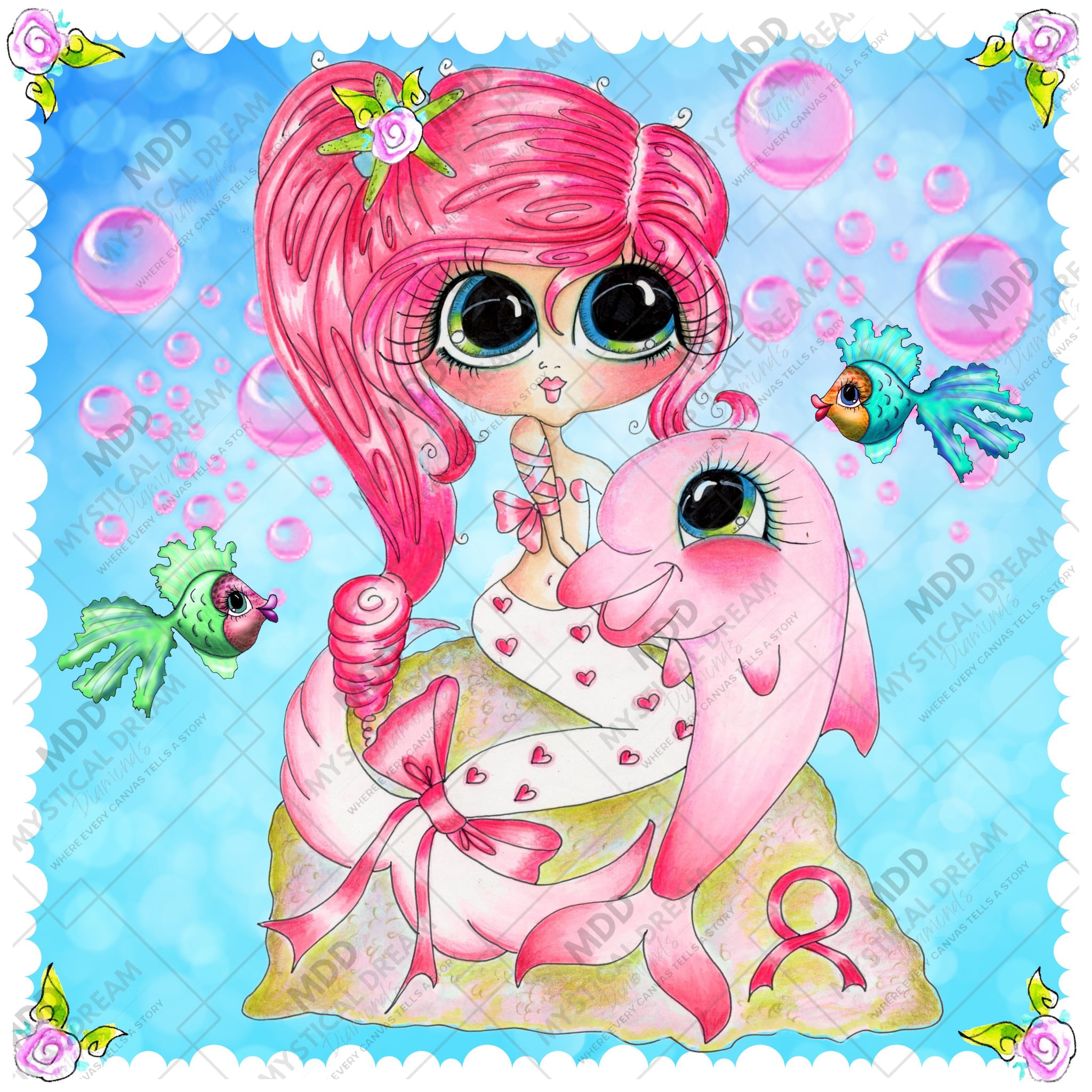 My Besties: Bubbles and Flipper by Sherri Baldy (Hand Rendered)
