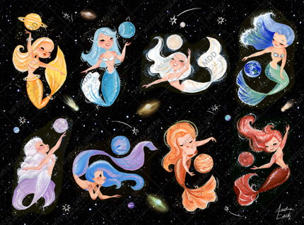 Planet Mermaids by Audra Esch (Hand Rendered)