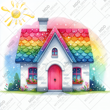 Rainbow House by Cocomarshmallow Art