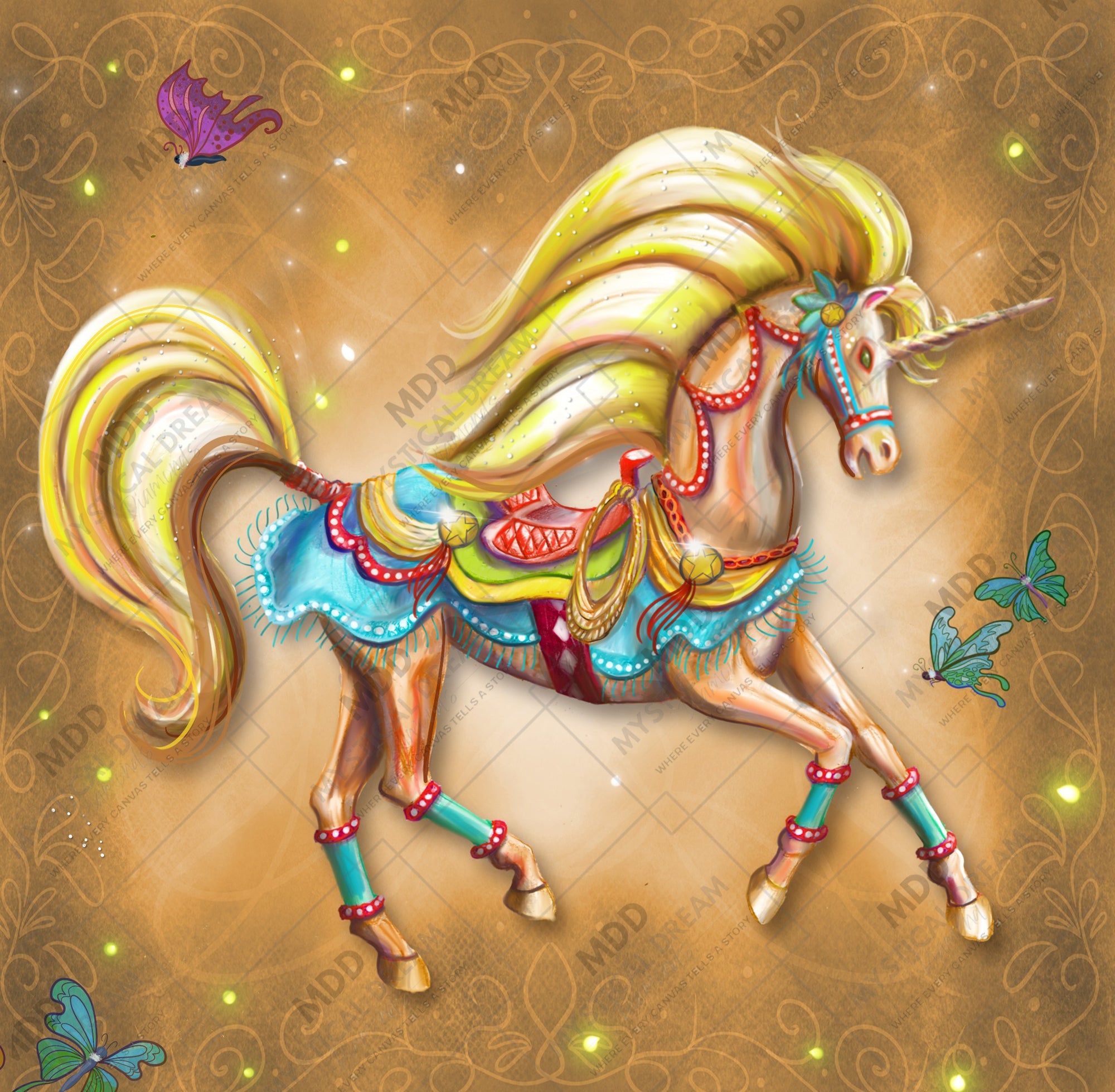 Rainbow Unicorn 4 by Rose Kahn (Hand Rendered)