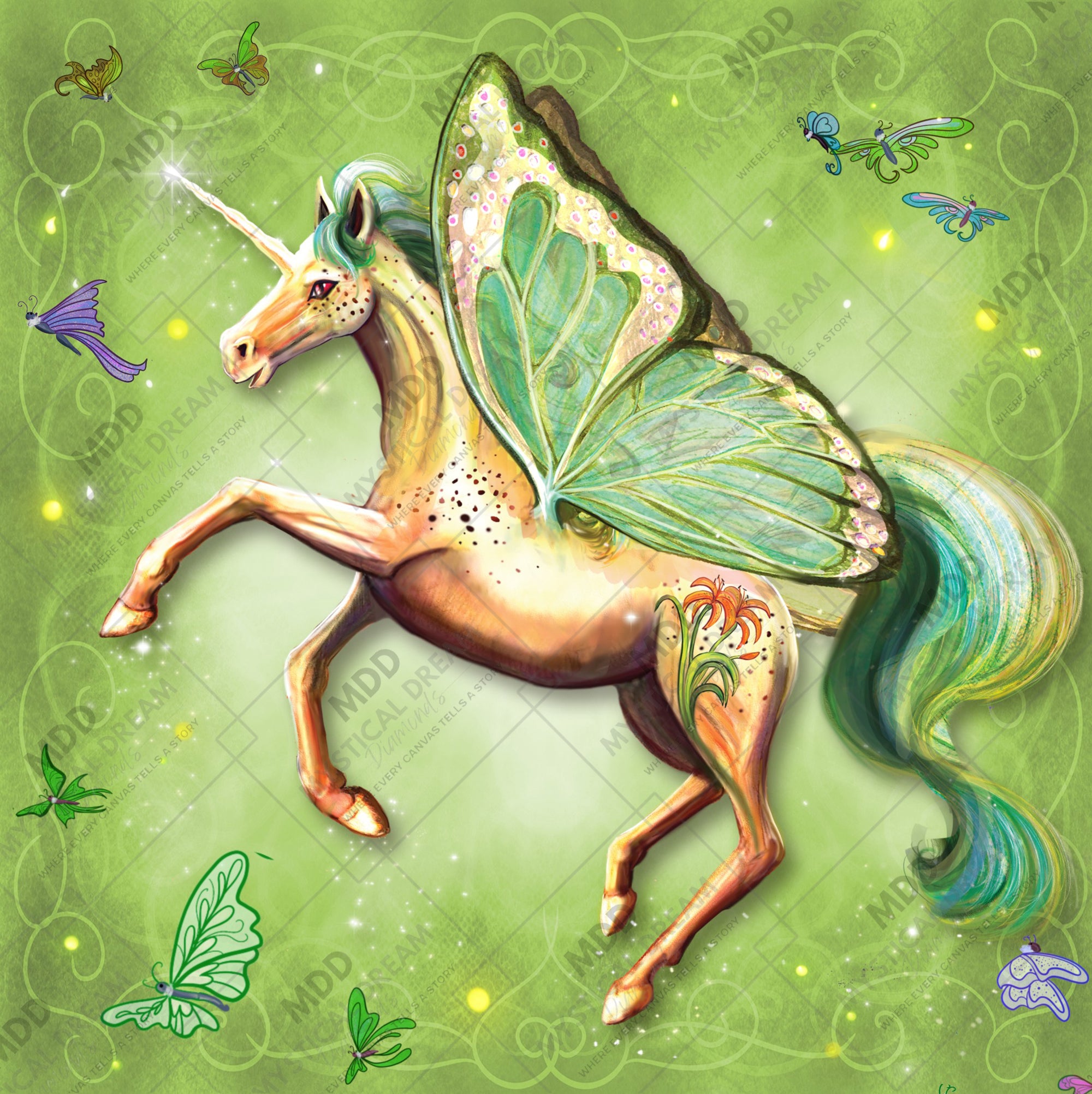 Rainbow Unicorn 6 by Rose Kahn (Hand Rendered)