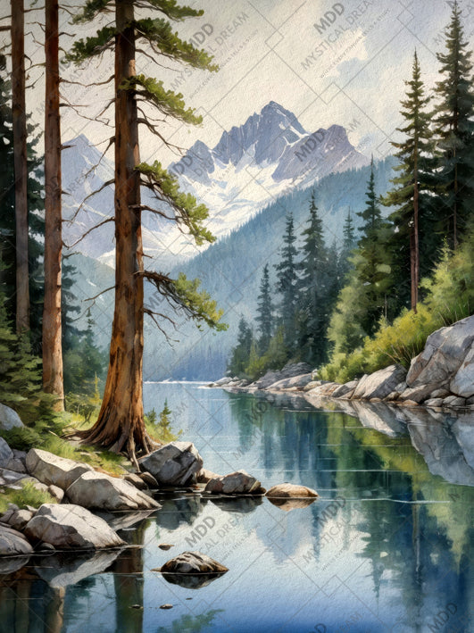 Reflected Peaks and Pines by Silent Reflections Art