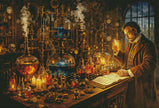 Steampunk Laboratory with Glowing Concoctions by Steven Lindon