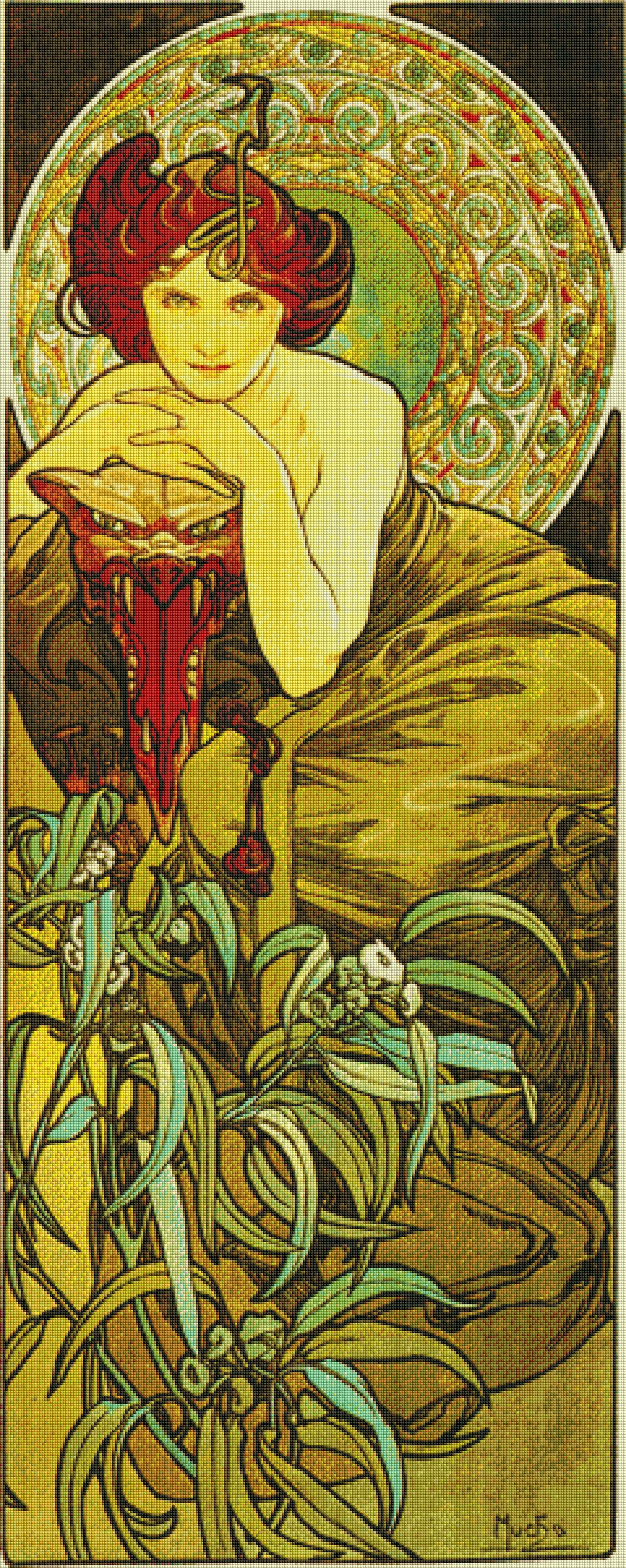 The Precious Stones - Emerald by Alphonse Mucha