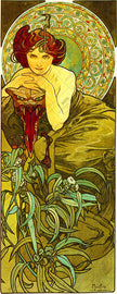 The Precious Stones - Emerald by Alphonse Mucha
