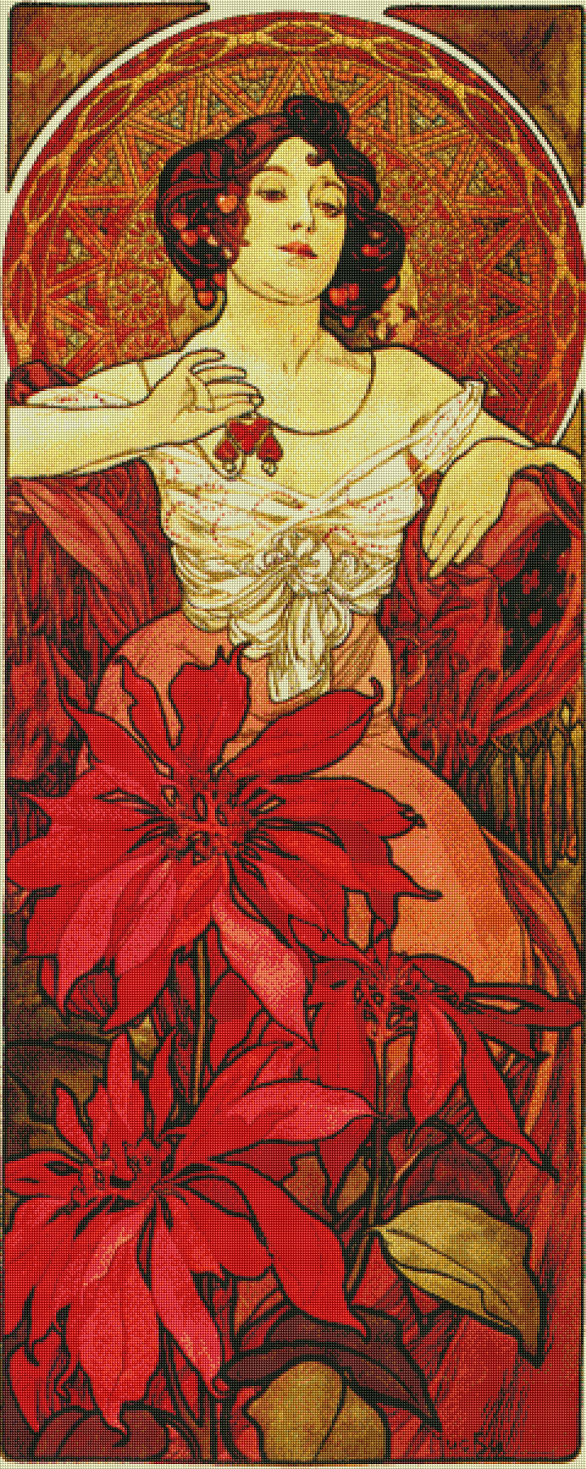 The Precious Stones - Ruby by Alphonse Mucha