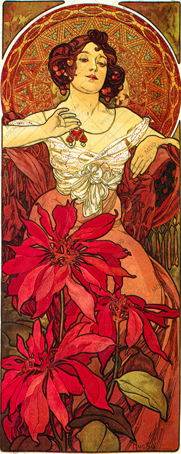 The Precious Stones - Ruby by Alphonse Mucha