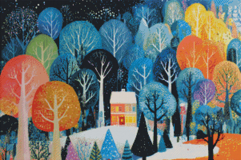 Winter Cabin In The Magical Forest by Ryan James